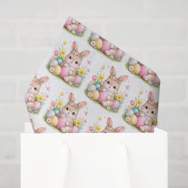 Vintage-Osterhase Kaninchen Rosa Aquarell Seidenpapier