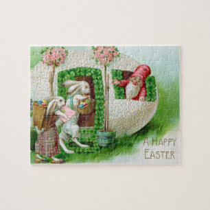 Vintage-Osterhase und Ostereier-Garten