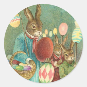 Vintage Osterhasen-Aufkleber Runder Aufkleber