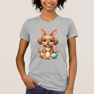 Vintage-Osterhasen-Hund Süße Welpen-Illustration w T-Shirt
