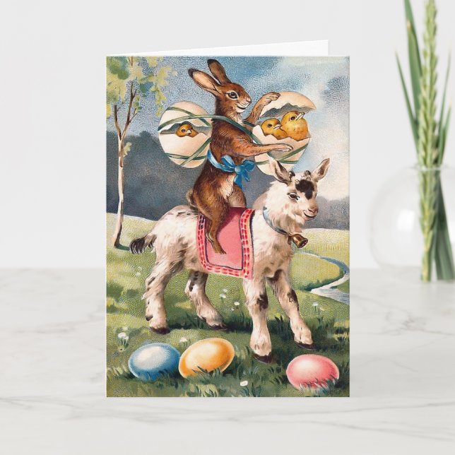 Vintage Osterhasen-Karte Feiertagskarte (Vorderseite)