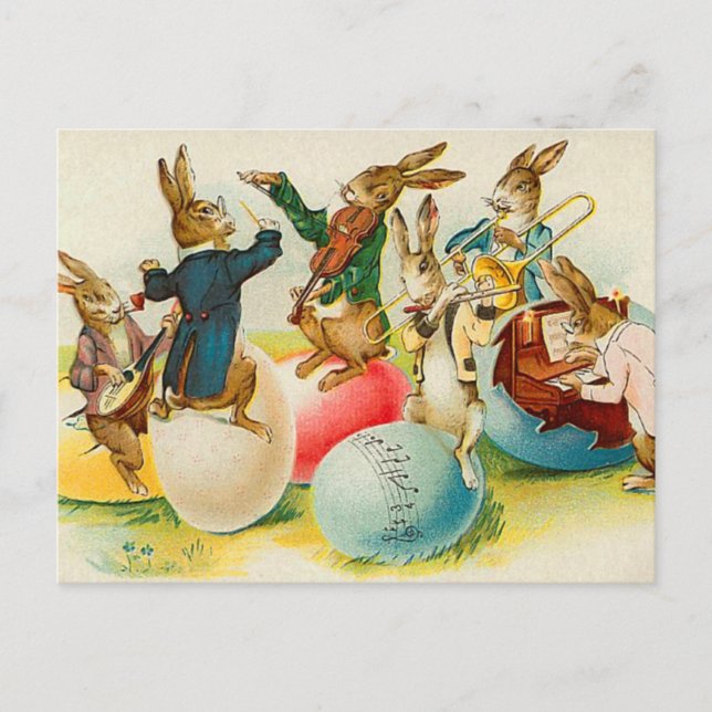 Vintage Osterhasen-Postkarte Feiertagspostkarte (Vorderseite)