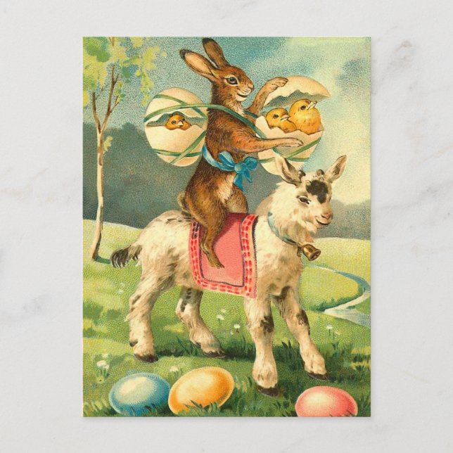 Vintage Osterhasen-Postkarte Feiertagspostkarte (Vorderseite)