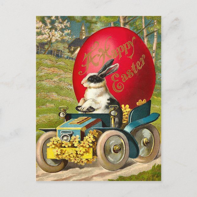 Vintage Osterhasen-Postkarte Feiertagspostkarte (Vorderseite)