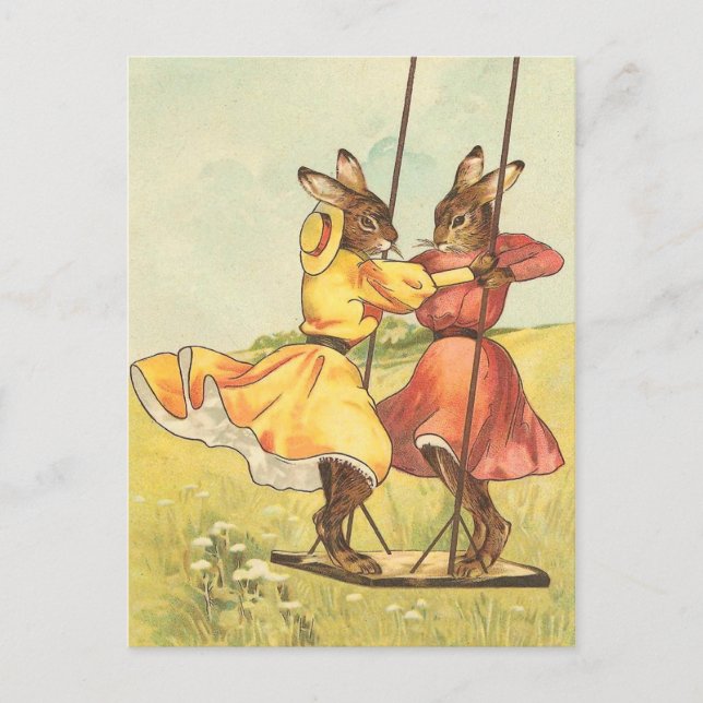 Vintage Osterhasen-Postkarte Feiertagspostkarte (Vorderseite)