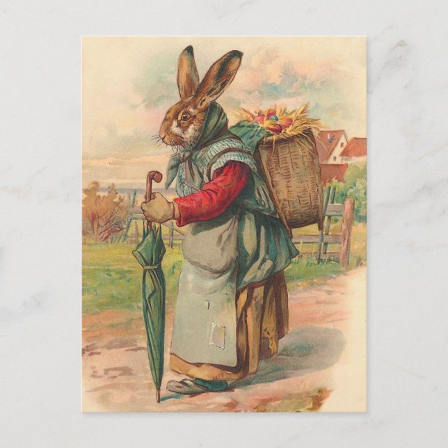 Vintage Osterhasen-Postkarte Feiertagspostkarte (Vorderseite)
