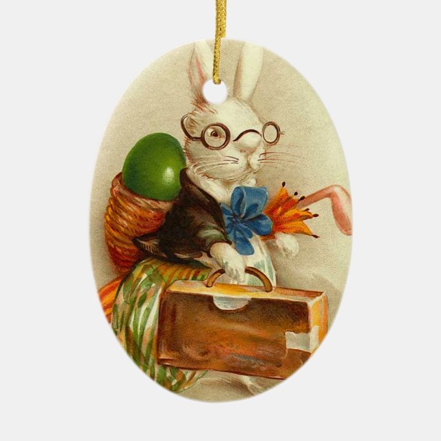 Vintage Osterhasen-Verzierung Keramikornament (Vorne)