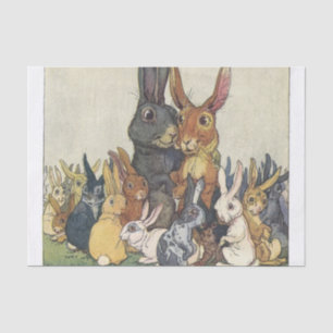 Vintage Osterhasenfamilie Seidenpapier