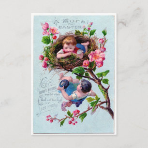 Vintage OsterIllustration in Blau Einladung