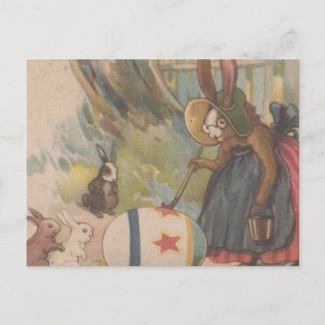 Vintage Osterkaninchen Feiertagspostkarte (Vorderseite)