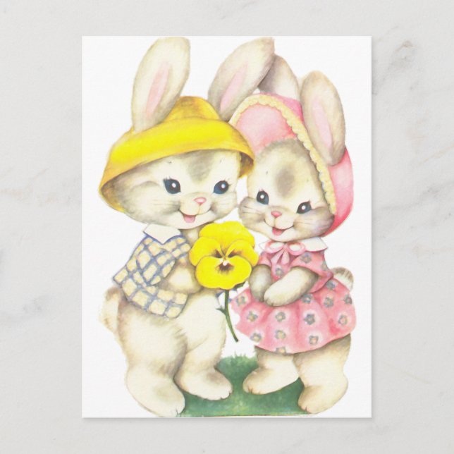 Vintage Osterkaninchen Postkarte (Vorderseite)