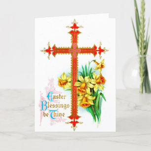 Vintage Osterkarte - Kreuz und Segnung Karte