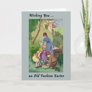 Vintage Osterkarte mit Mutter und Kind Feiertagskarte