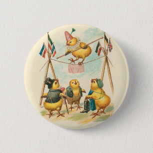 Vintage Osterkarte mit Zirkus-Chips Button