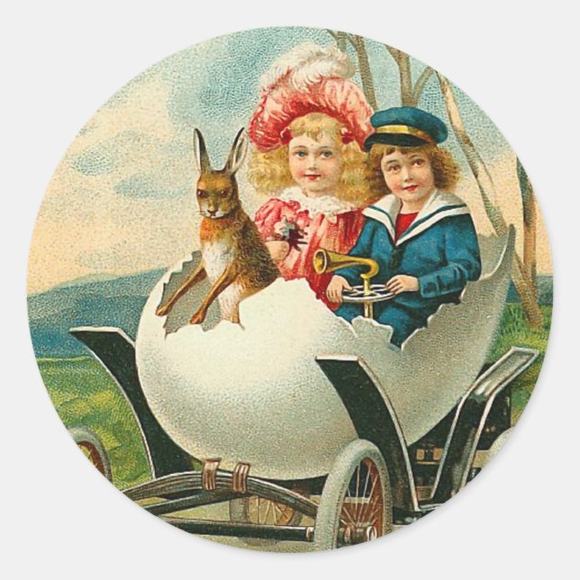 Vintage Osterkleber Runder Aufkleber (Vorderseite)
