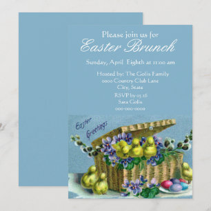 Vintage Osterkorb Familienbrunch  Einladung