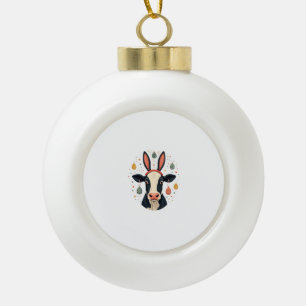 Vintage-Osterkuh-Hasenohren Süße Bauernhof-Tier-Ei Keramik Kugel-Ornament