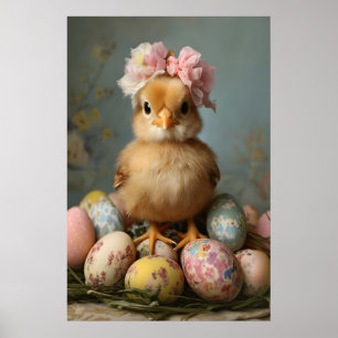 Vintage-Osterküken-Druck, Pastell-Kinderzimmer Poster