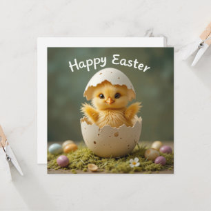 Vintage-Osterküken im Ei Rustikales Frohe Ostern Einladung