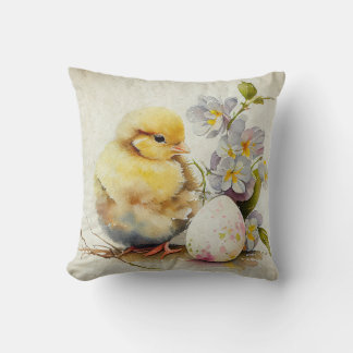 Vintage-Osterküken mit Eiern und Blumen Kissen