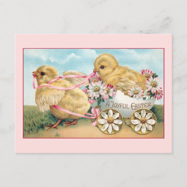 Vintage Osterküken mit Milchkühen Postkarte (Vorderseite)