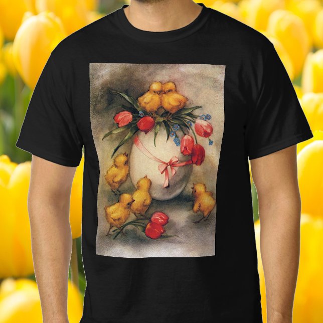 Vintage Osterküken mit Red Tulip Blume T-Shirt (Von Creator hochgeladen)