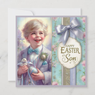 Vintage Ostern ~FROHE OSTERN SOHN ~ Junge ~ Feiertagskarte