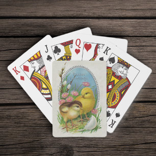 Vintage Ostern Frühlings-Baby-Küken Blumen Spielkarten