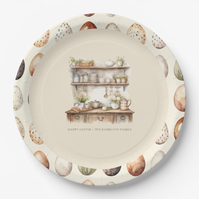 Vintage Ostern personalisiert Pappteller (Vorderseite)