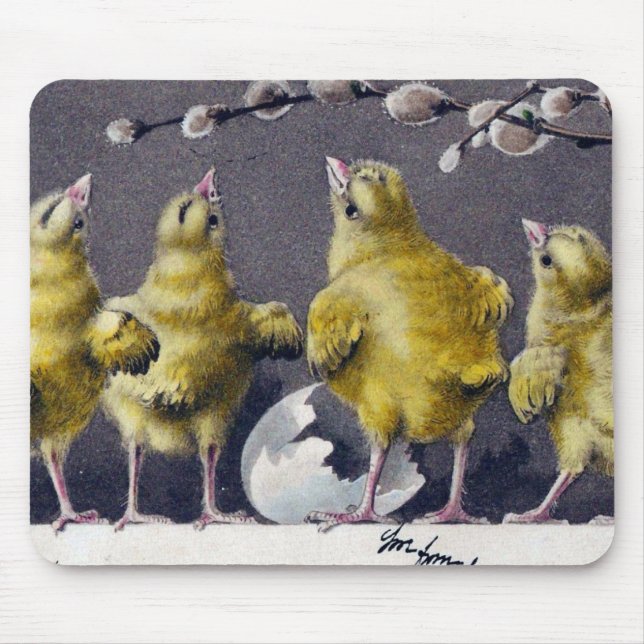 Vintage Ostern Postkarte Mousepad (Vorne)