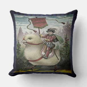 Vintage Ostern Riesiges Baby-Küken Reiten, ZSSG Kissen