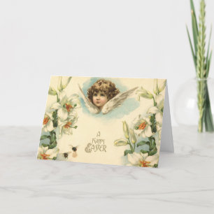 Vintage Ostern, viktorianische Lilienblumen und En Feiertagskarte