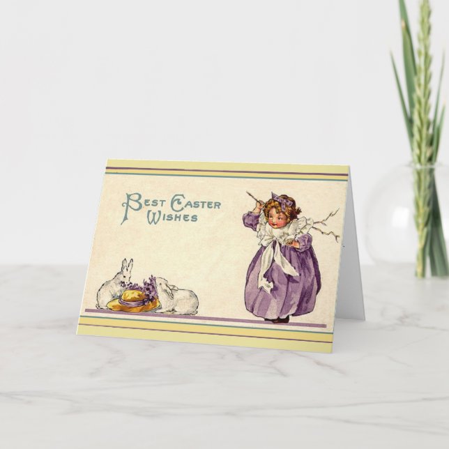 Vintage Ostern-Wünsche, Feiertagskarte (Vorderseite)
