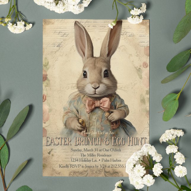 Vintage Osternblüte Bunny Brunch Ei Hunt Einladung (Von Creator hochgeladen)