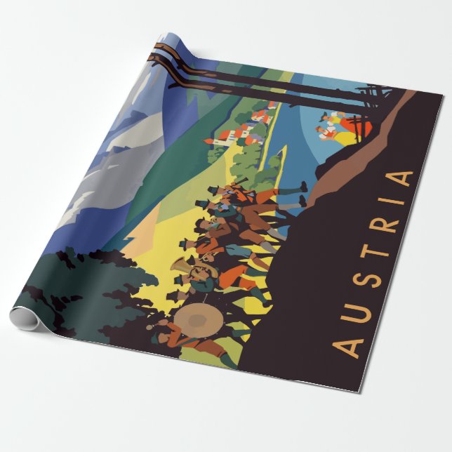 Vintage Österreich Alpen Reisen Geschenkpapier (Ungerollt)