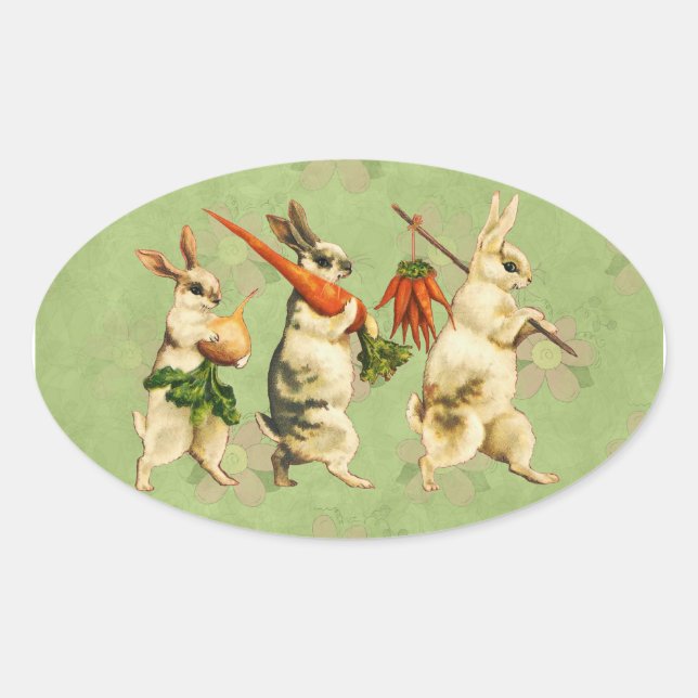 Vintage Ostersonnenklammer Ovaler Aufkleber (Vorderseite)