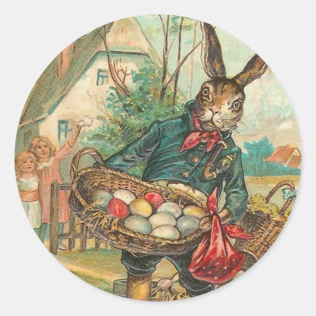 Vintage Ostersonnenklammer Runder Aufkleber (Vorderseite)