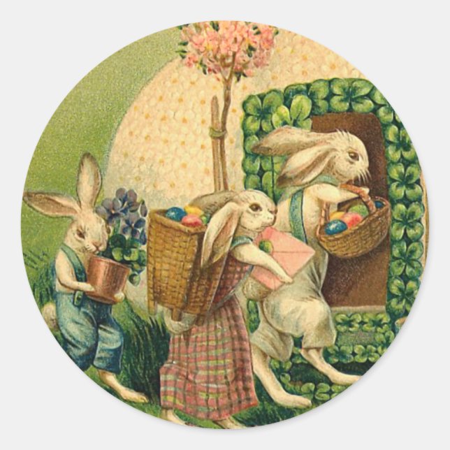 Vintage Ostersonnenklammer Runder Aufkleber (Vorderseite)