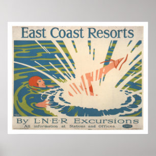 Vintage Ostküsten-Erholungsorte, die Reise Vacatio Poster