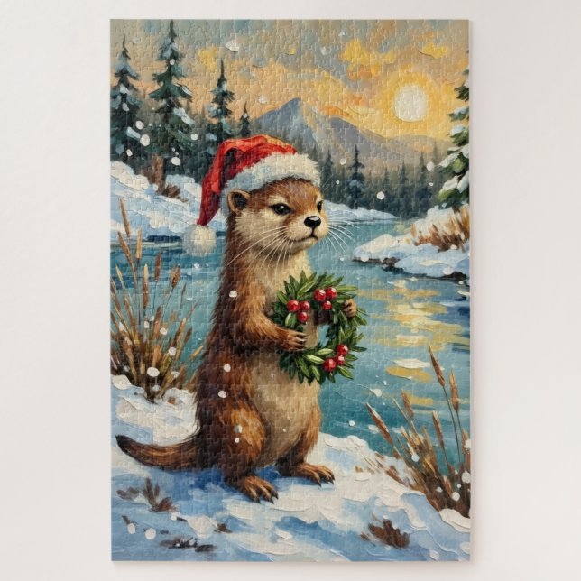 Vintage Otter mit Weihnachtskranz von Frozen (Vertikal)