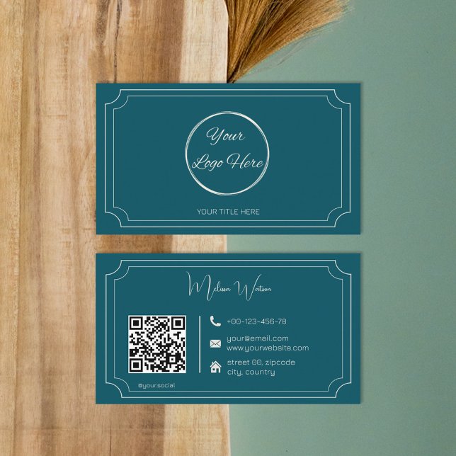 Vintage Ottokraftstoff-blaue QR-Boutique Visitenkarte (Von Creator hochgeladen)