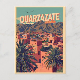 Vintage Ouarzazate Stadt Kasbah Sahara Wüste Marok Postkarte