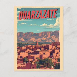 Vintage Ouarzazate Stadt Kasbah Sahara Wüste Marok Postkarte