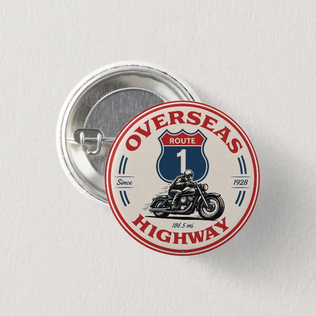 vintage Overseas Highway Florida Keys Straßengesch Button (Vorne & Hinten)