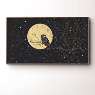 Vintage Owl Art im Mondlicht Poster