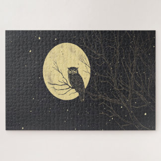 Vintage Owlingkunst unter Mondlicht