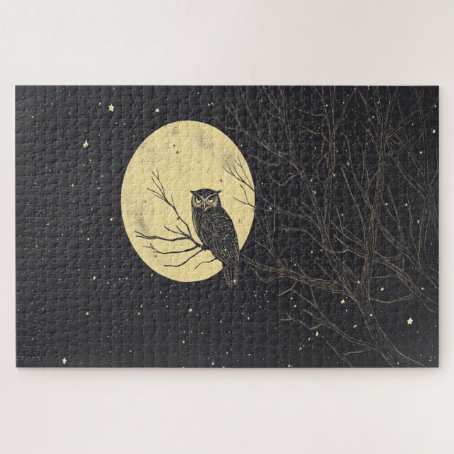 Vintage Owlingkunst unter Mondlicht (Horizontal)