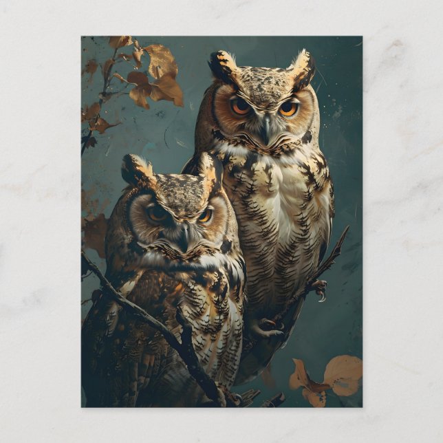 Vintage Owls Postkarte (Vorderseite)