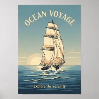 Vintage-Ozean-Segelschiff-Druckposter Poster