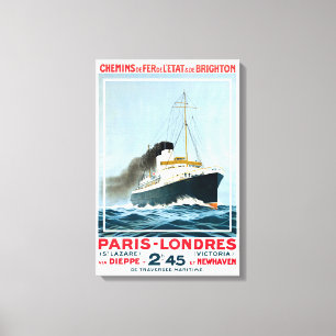 VINTAGE OZEANDAMPFER PARIS LONDON REISE LEINWANDDRUCK